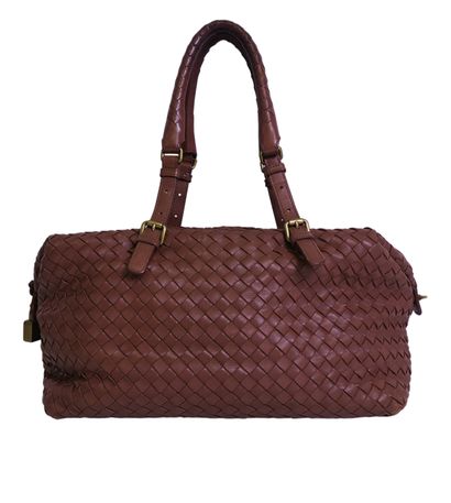 Intrecciato Shoulder Bag, £270, Handbags, Tan, Leather, Front view